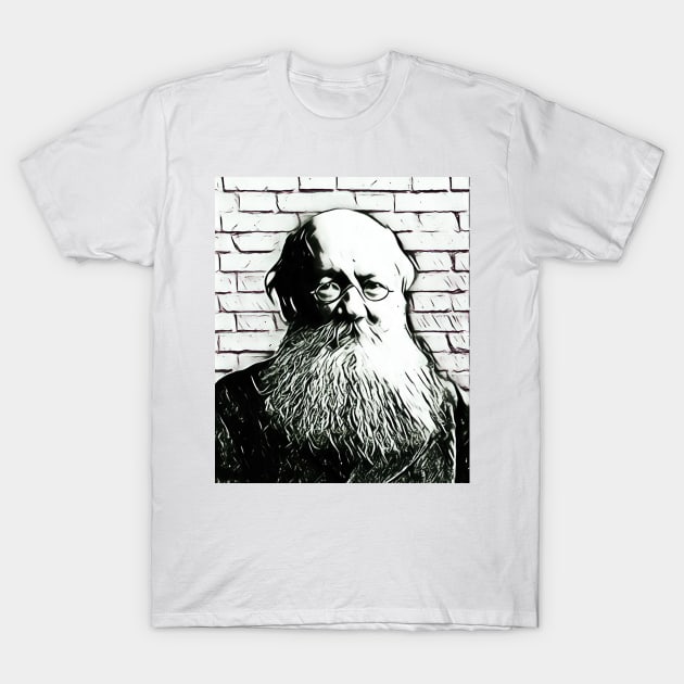 Peter Kropotkin Black and White Portrait | Peter Kropotkin Artwork 12 T-Shirt by JustLit